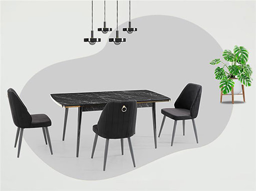 Arya Color Siyah Masa Takımı