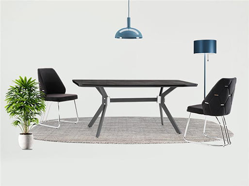 Carmen Platinum Siyah Yemek Masa Takımı