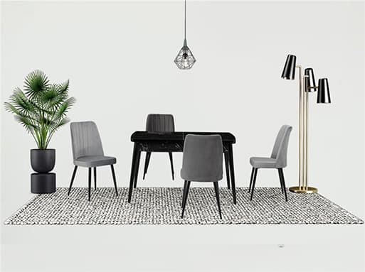 Liza Color Siyah Yemek Masa Takımı