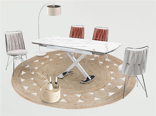 Lızbon Platinum Beyaz Yemek Masa Takımı