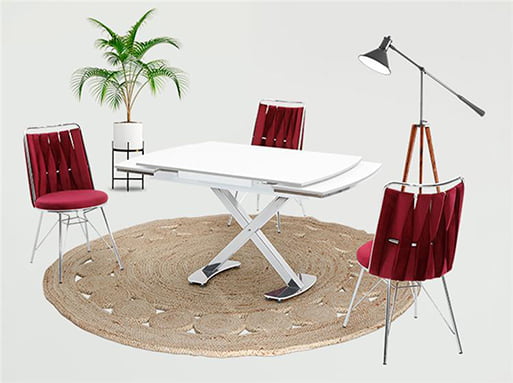 Lızbon Platinum Düz Beyaz Yemek Masa Takım