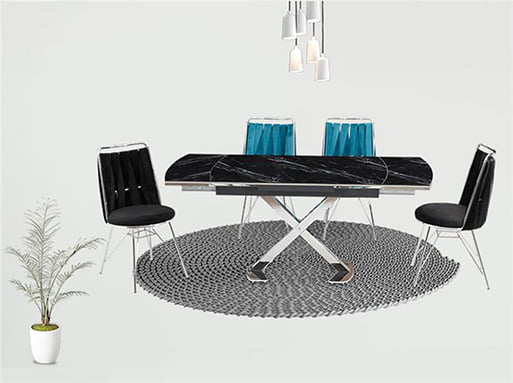 Lızbon Platinum Siyah Masa Takımı