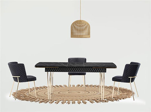 Loft Golden Siyah Yemek Masa Takımı