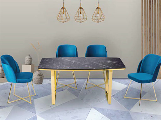 Retro Mavi Masa Sandalye Takımı