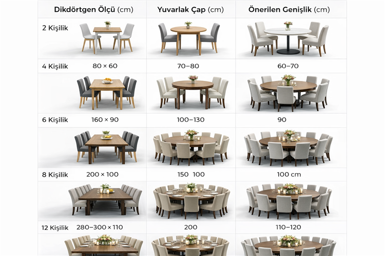 Yemek Masası Ölçüleri